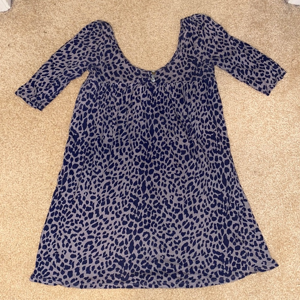 Aqua Blue and Grey Animal Print Top Size XS